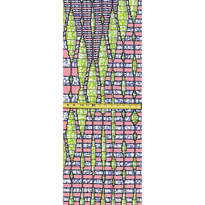 African Print Fabric/ Ankara - Pink, Green, Purple 'Group Chat', 1 YARD