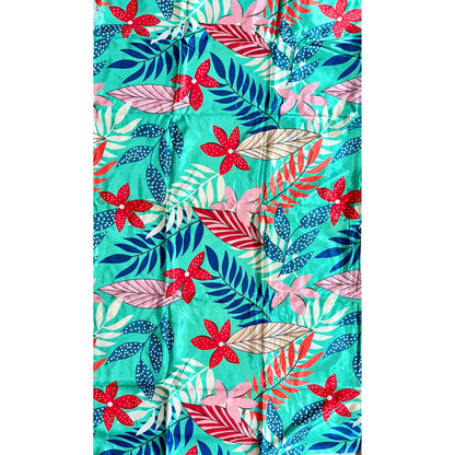 African Print, Satin Fabric- Turquoise, Blue, Red, Pink, Cream "Hopebloom", Yard or Wholesale