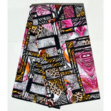 African Print Fabric/Ankara - Shades of Brown, Pink, Black, Gray "Zina Tigre" Design, YARD or WHOLESALE