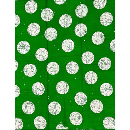 African Print Fabric/ Ankara - Green, White 'Jade Orbit' Design, YARD or WHOLESALE