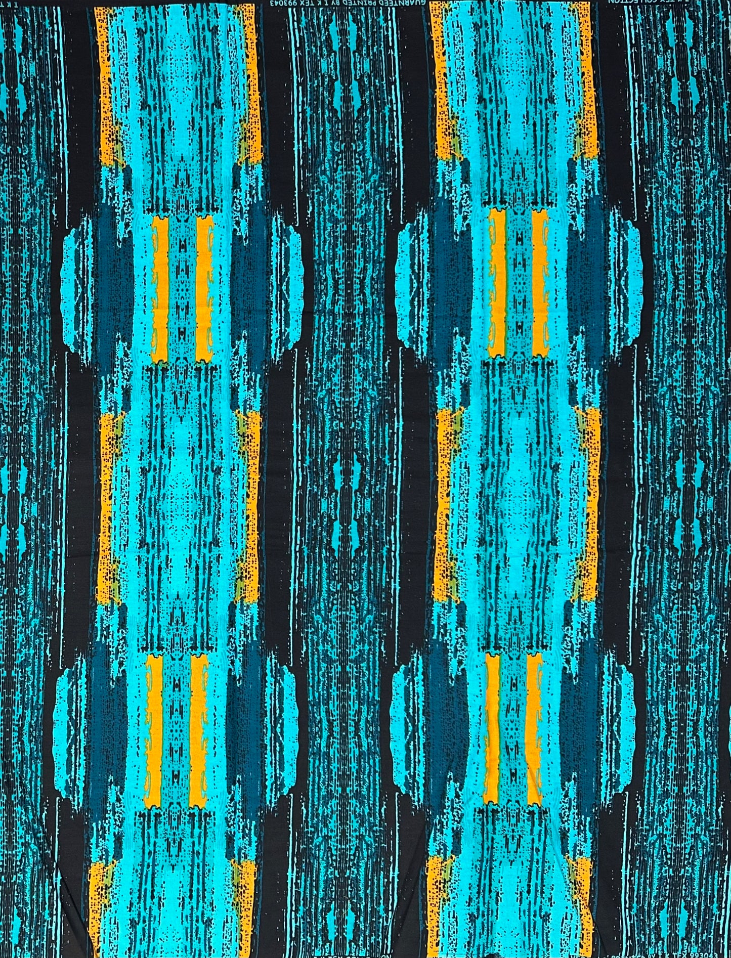 African Print Fabric/ Ankara - Teal, Turquoise, Marigold 'Strokes of Genius' Design, YARD or WHOLESALE