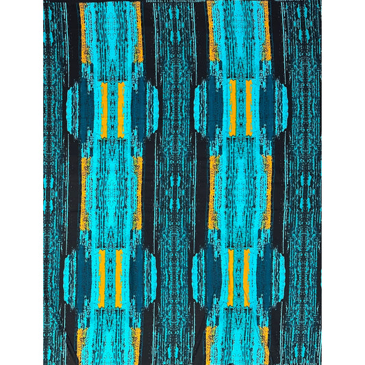 African Print Fabric/ Ankara - Teal, Turquoise, Marigold 'Strokes of Genius' Design, YARD or WHOLESALE