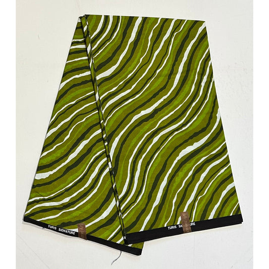 African Print Fabric/ Ankara - Green, White 'Na Nature Do Am' Design, YARD or WHOLESALE
