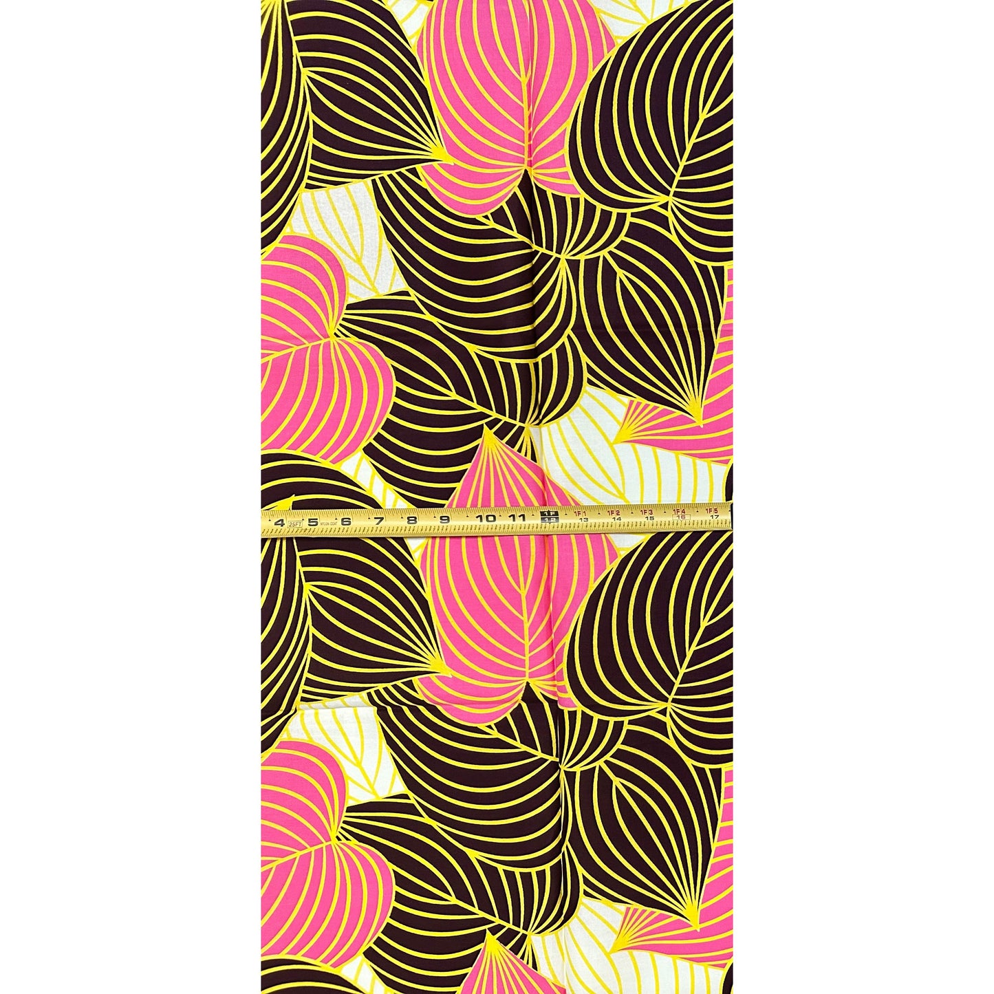 African Print Fabric/ Ankara - Pink, Yellow, Brown, Cream 'Vacation in Mozambique', 1 YARD