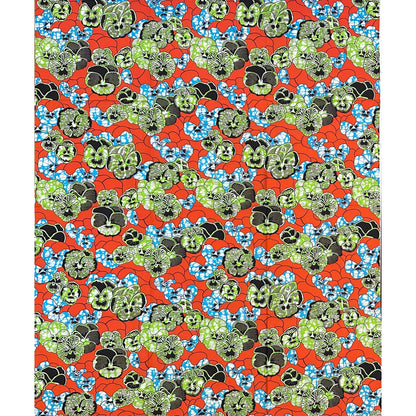 African Print Fabric/ Ankara - Orange, Green, Blue, Brown 'Wild Garden Mix,' YARD