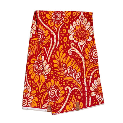 African Print Fabric/ Ankara - Red, Shades of Orange 'You Will Notice Me' Design, YARD or WHOLESALE
