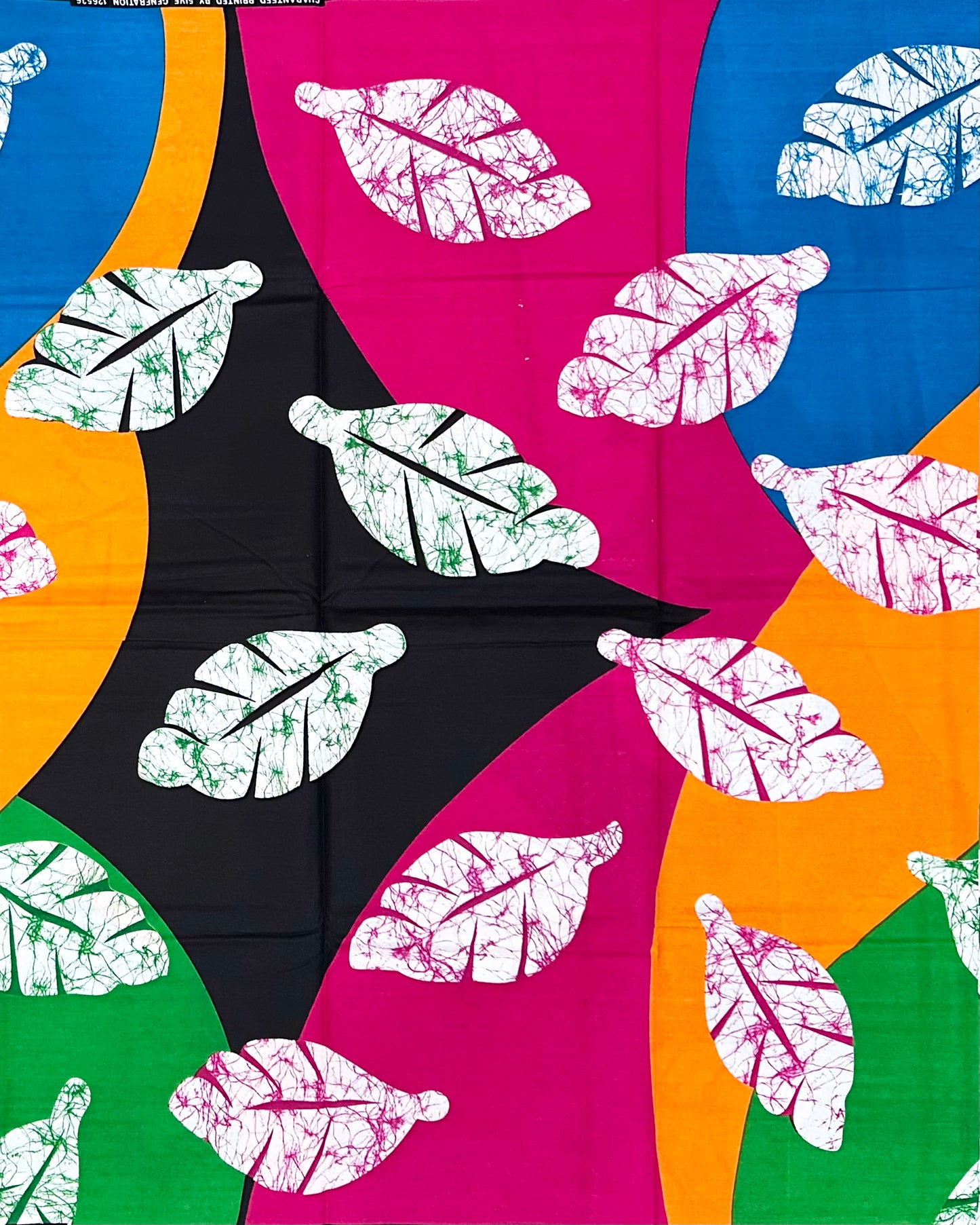 African Print Fabric/ Ankara - Pink, Orange, Green, Black, Blue 'Ewé of the Land' Design, YARD or WHOLESALE