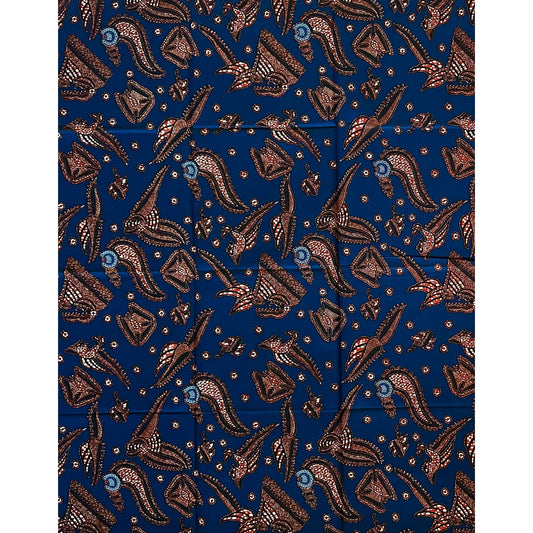 African Print Fabric/Ankara - Blue, Brown 'Fancy & Formidable' Design, 1 YARD