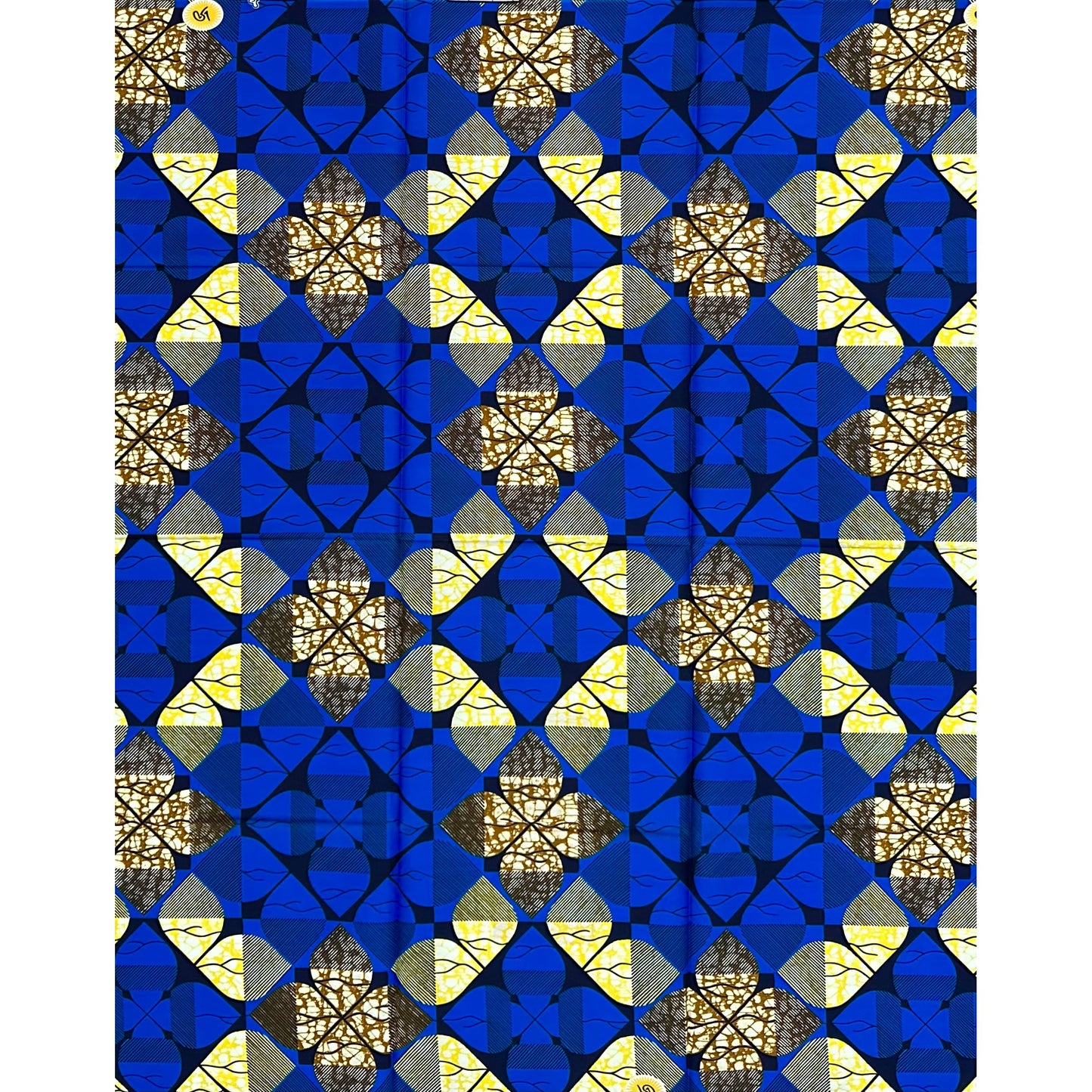 African Print Fabric/ Ankara - Blue, Yellow, Brown 'Ooni’s Protocol', YARD or WHOLESALE