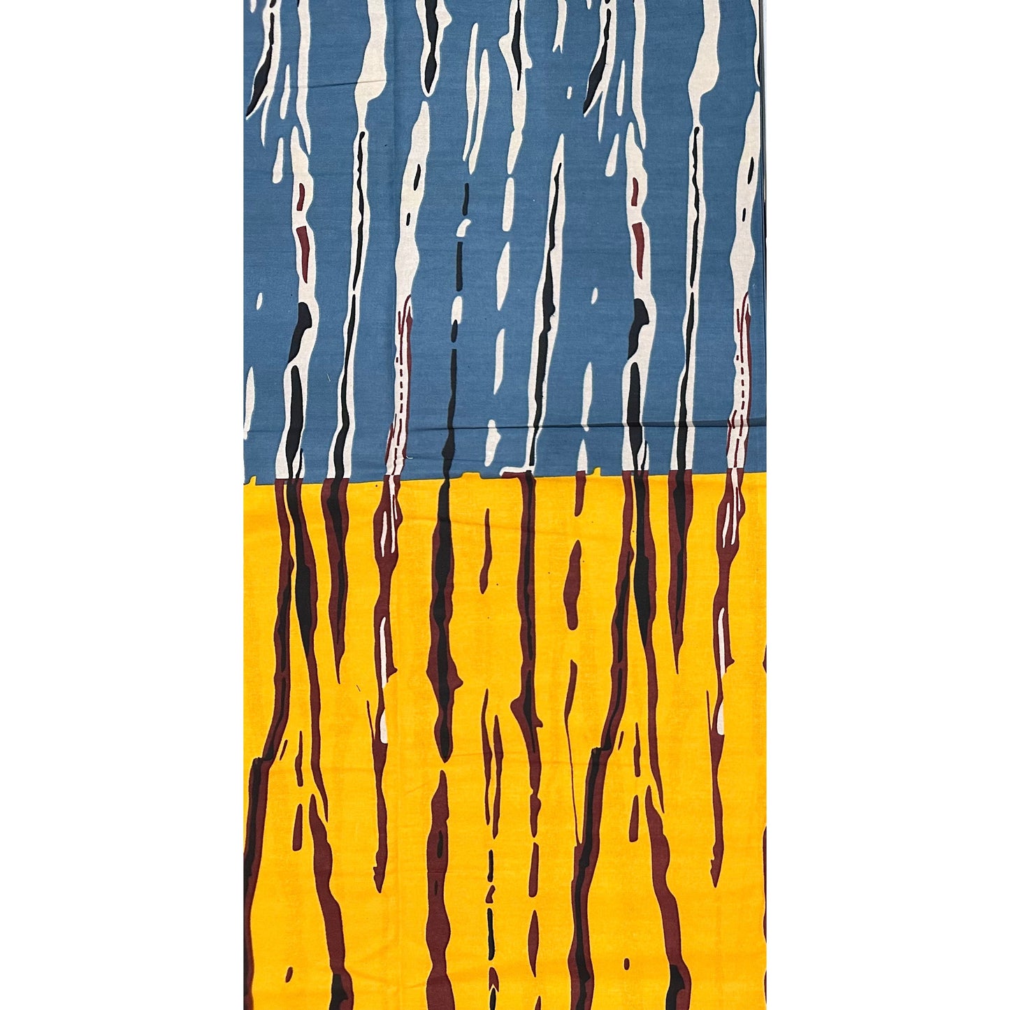 African Print Fabric/ Ankara - Yellow, Blue, Brown, Black, Beige 'Crossing Quietly' Design, Yard or Wholesale