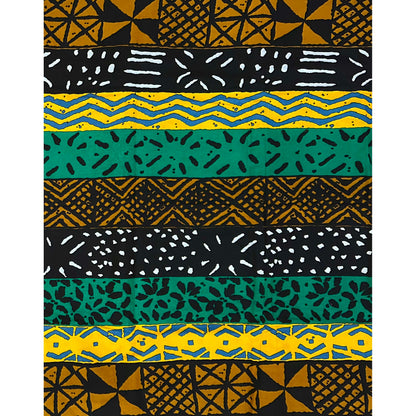 African Print Fabric/ Ankara - Brown, Green, Yellow, Black "Zoko", Yard or Wholesale