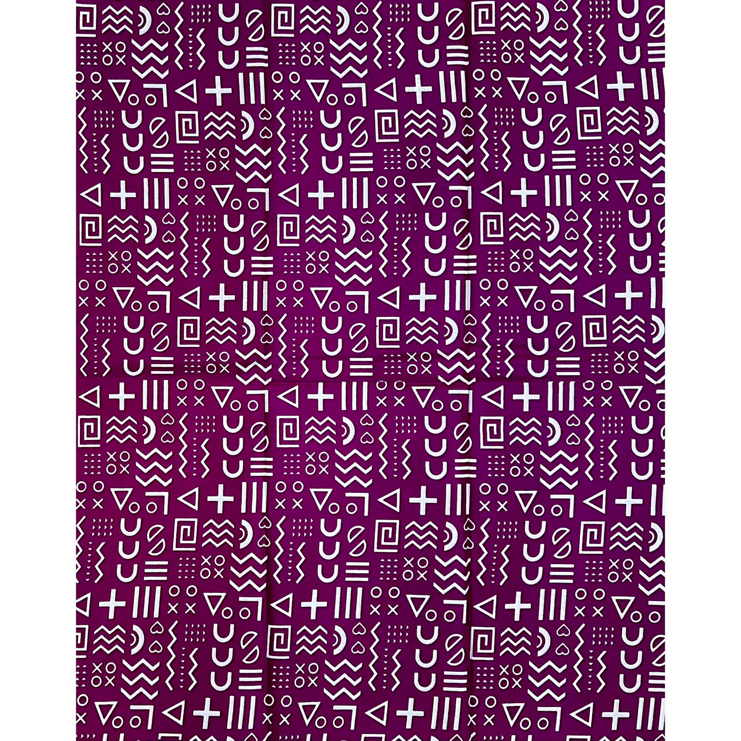 African Print Fabric/ Ankara - Purple, White 'Kírin' Design, YARD or WHOLESALE