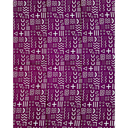 African Print Fabric/ Ankara - Purple, White 'Kírin' Design, YARD or WHOLESALE