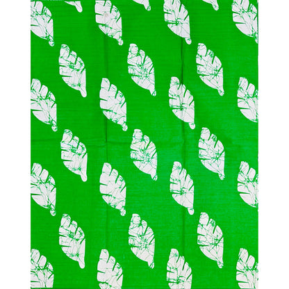 African Print Fabric/ Ankara - Green, White 'Ewé of the Land' Design, YARD or WHOLESALE