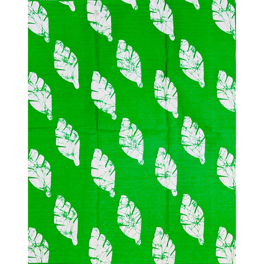 African Print Fabric/ Ankara - Green, White 'Ewé of the Land' Design, YARD or WHOLESALE