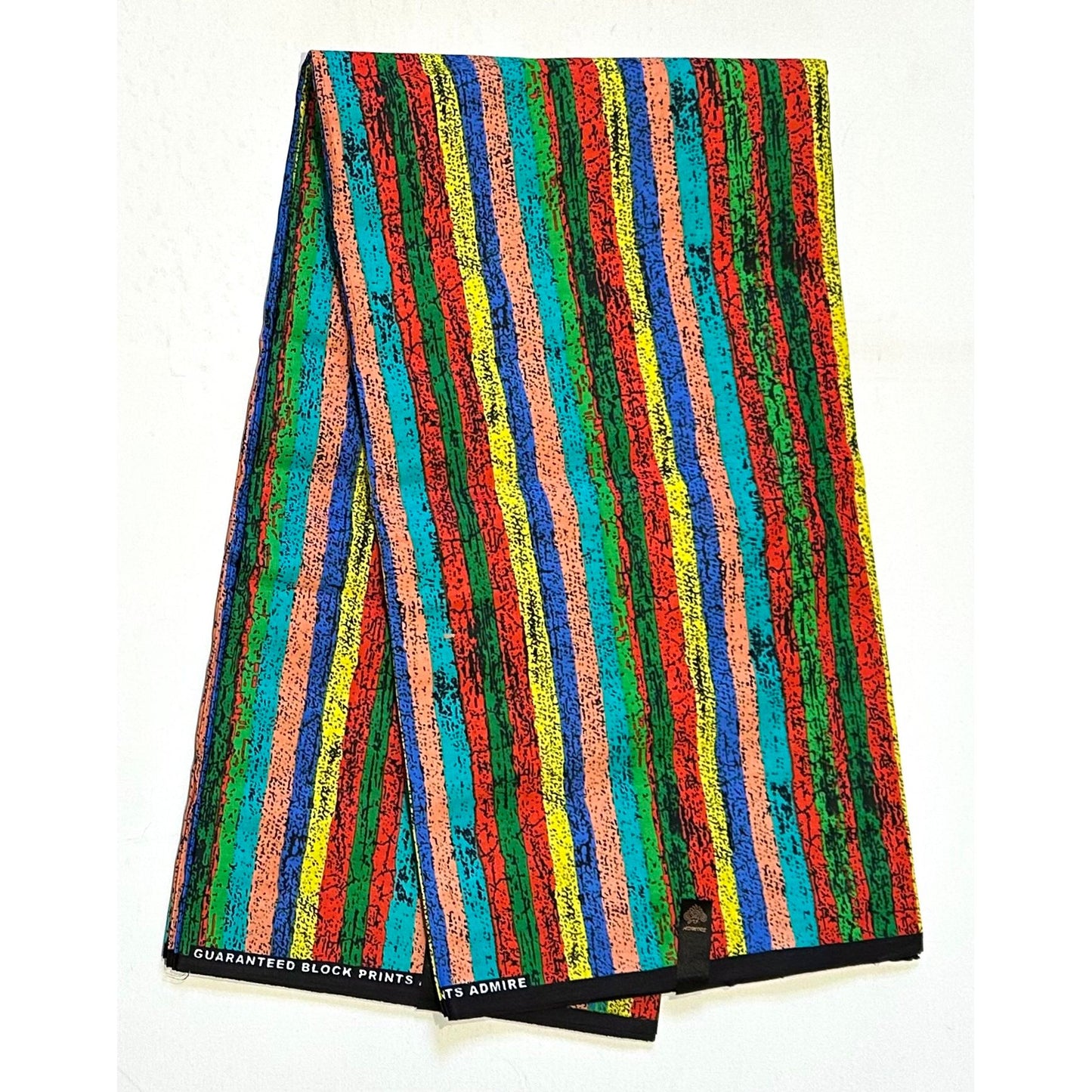 African Print Fabric/ Ankara - Red, Yellow, Blue, Teal, Green, Peach 'Strokes of Genius' Design, YARD or WHOLESALE