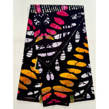 African Fabric/ Ankara - Pink, Marigold, Purple, Black 'Kisasa Kijani ,' Design, YARD or WHOLESALE