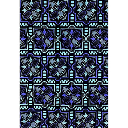 African Print Fabric/Ankara - Light Blue, Purple, Black 'The Gathering', YARD or WHOLESALE