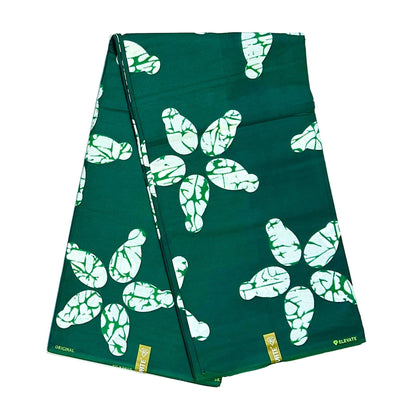African Print Fabric/ Ankara - Green, White 'Strength Grows in Silence', YARD or WHOLESALE