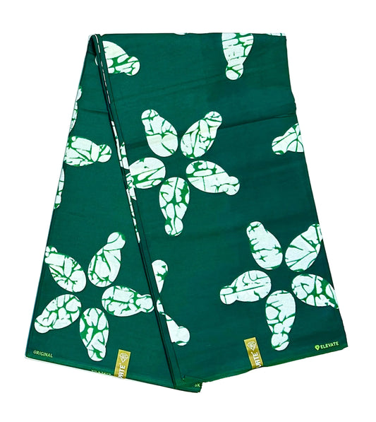 African Print Fabric/ Ankara - Green, White 'Strength Grows in Silence', YARD or WHOLESALE