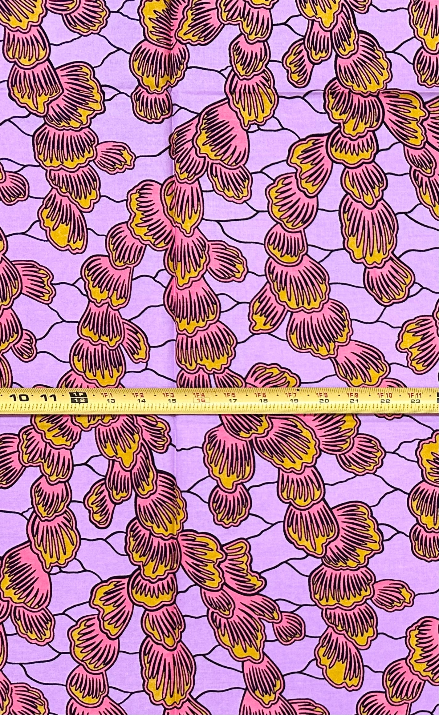 African Print Fabric/Ankara - Purple, Pink, Brown "Little By Little" Design, 1 Yard