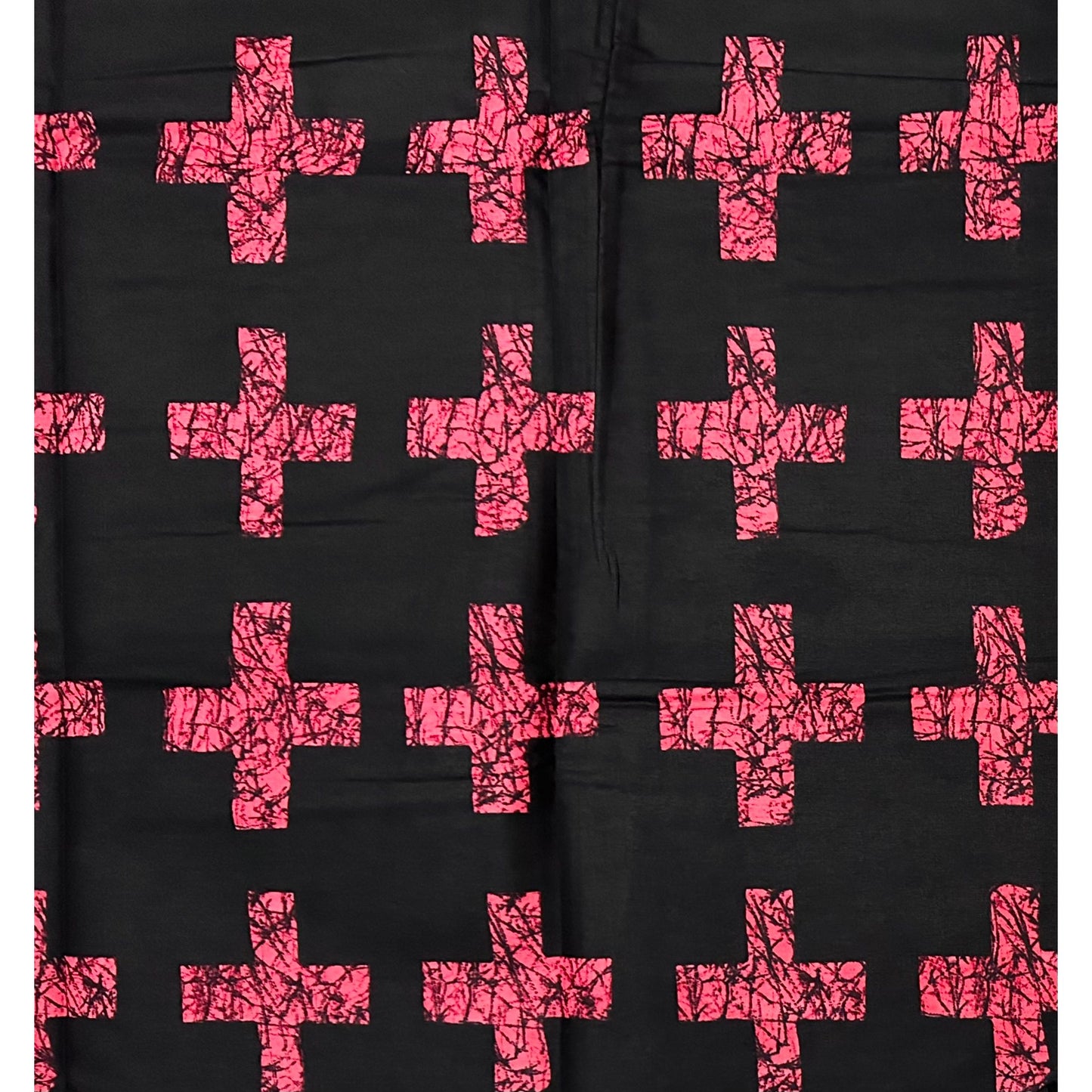 African Print Fabric/ Ankara - Dark Brown 'Pink Rune' Design, Yard or Wholesale