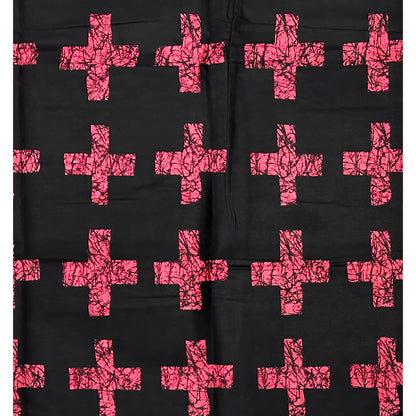 African Print Fabric/ Ankara - Dark Brown 'Pink Rune' Design, Yard or Wholesale
