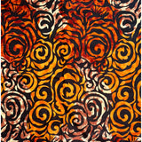 African Print Fabric/ Ankara - Orange, Shades of Brown ‘Swirls & Twirls', YARD or WHOLESALE