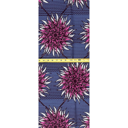African Print Fabric/ Ankara - Gray, Magenta, Brown ‘Anyanwu Bloom' Design, 1 YARD