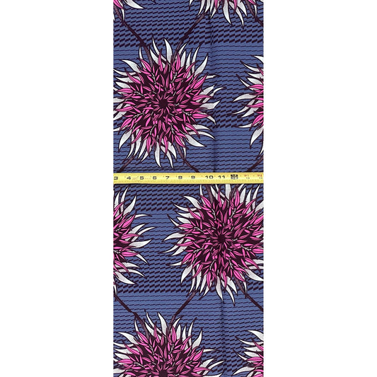 African Print Fabric/ Ankara - Gray, Magenta, Brown ‘Anyanwu Bloom' Design, 1 YARD