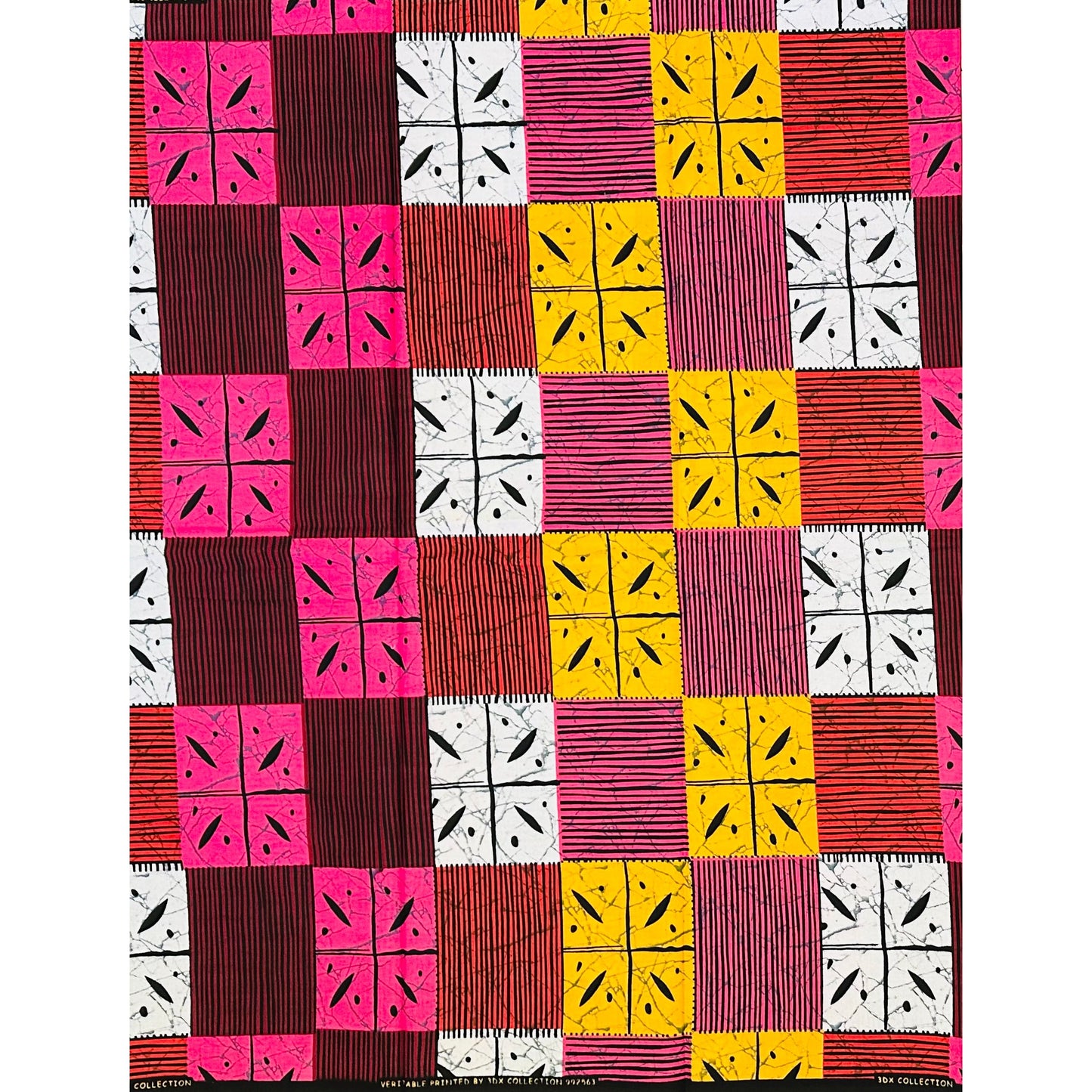 African Print Fabric/ Ankara - Red, Pink, Marigold 'Calypso Kandara', YARD or WHOLESALE