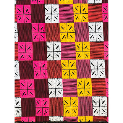 African Print Fabric/ Ankara - Red, Pink, Marigold 'Calypso Kandara', YARD or WHOLESALE