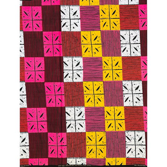 African Print Fabric/ Ankara - Red, Pink, Marigold 'Calypso Kandara', YARD or WHOLESALE
