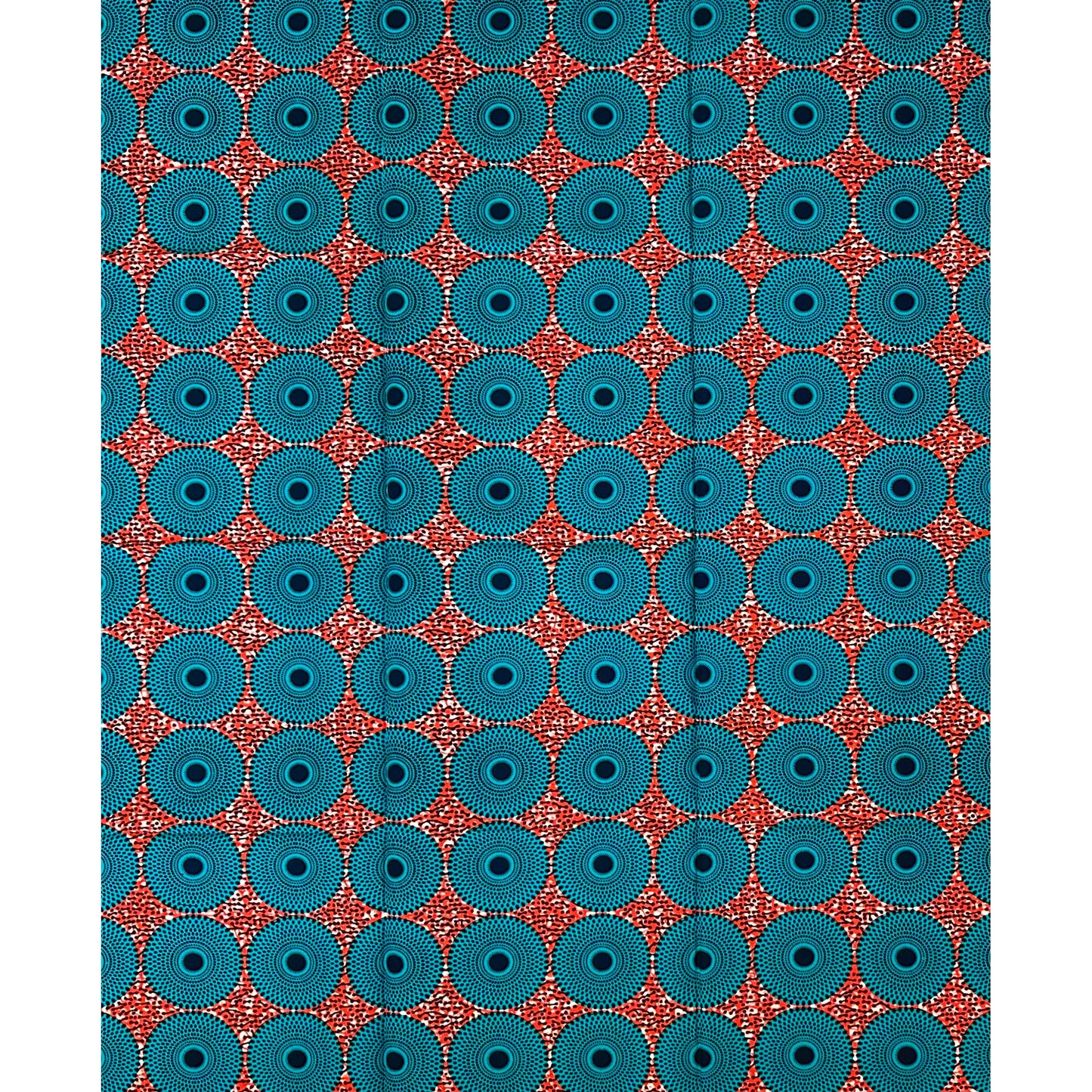 African Print Fabric/ Ankara - Teal, Brick Red, Navy ‘Mini Bullseye' Design, 1 YARD