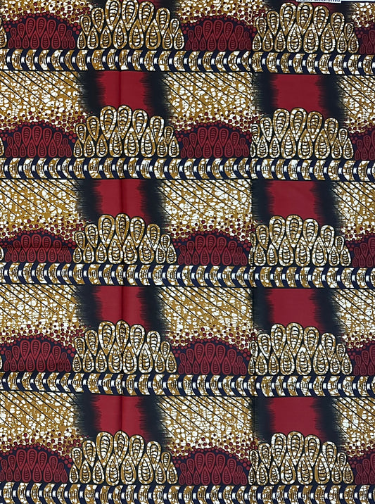 African Print Fabric/ Ankara - Brown, Rust 'Legacy in Layers', 1 YARD
