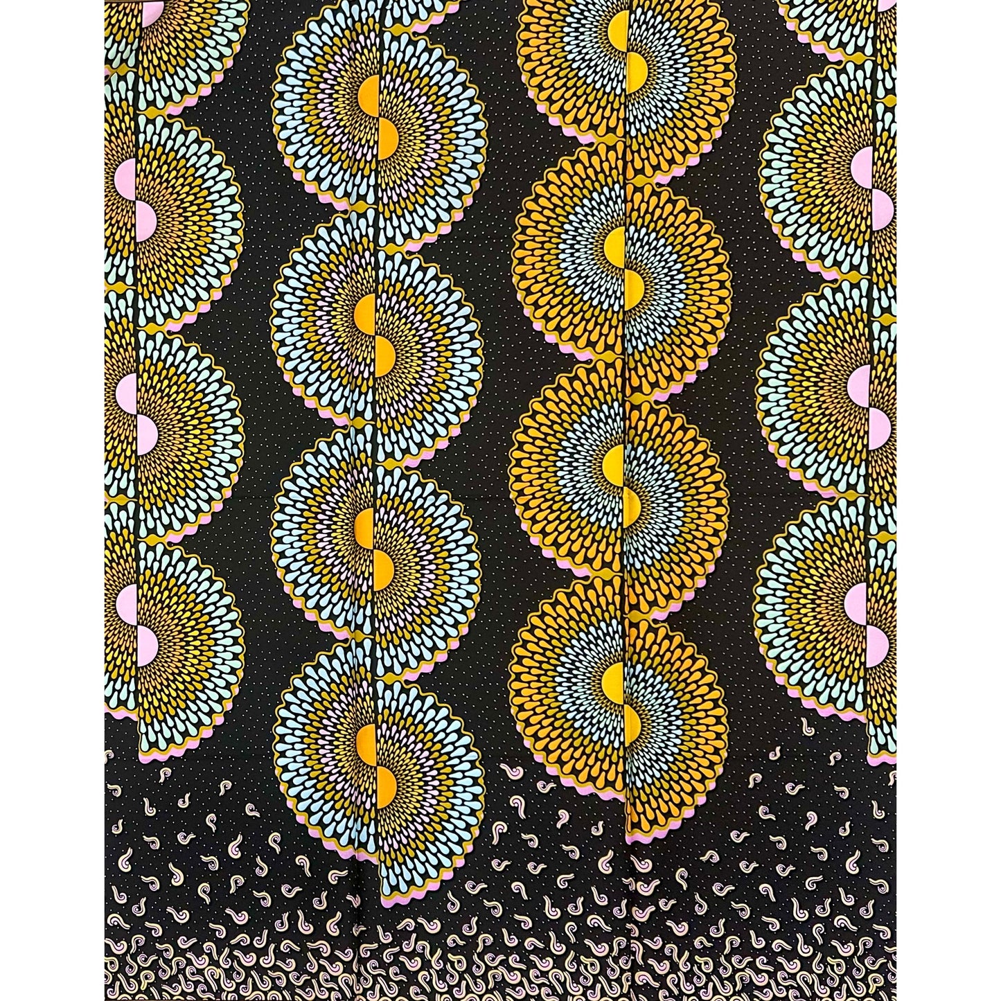 African Print Fabric/ Ankara - Yellow, Green, Blue, Pink ‘Sun Chorus' Design, 1 Yard