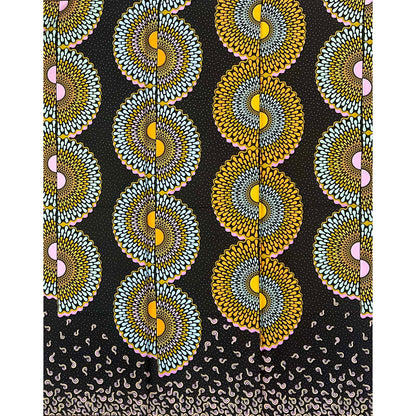 African Print Fabric/ Ankara - Yellow, Green, Blue, Pink ‘Sun Chorus' Design, 1 Yard
