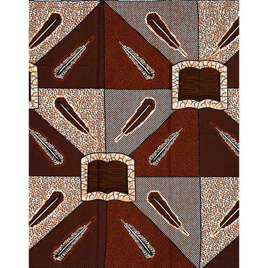 African Print Fabric/ Ankara - Shades of Brown 'Sharp Pen,’ 1 YARD