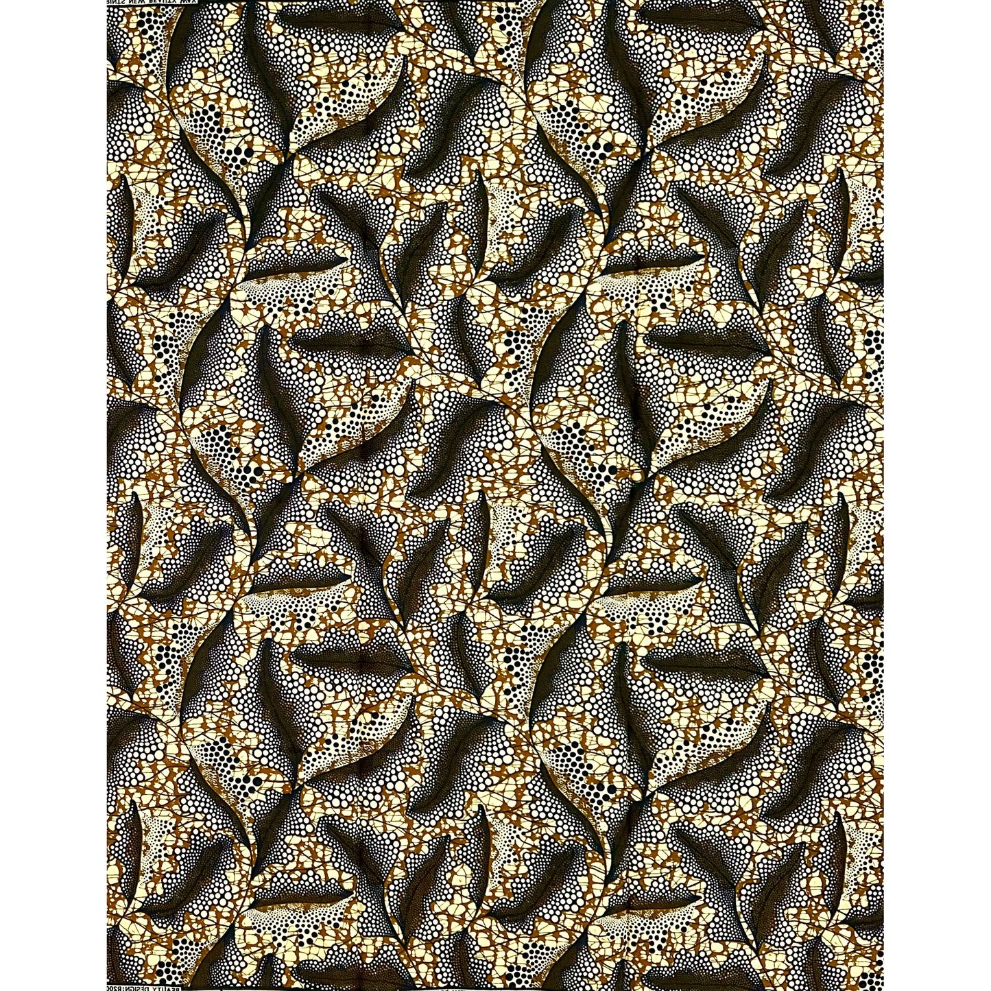 African Print Fabric/ Ankara - Brown, Navy "Kora Gather", 1 Yard