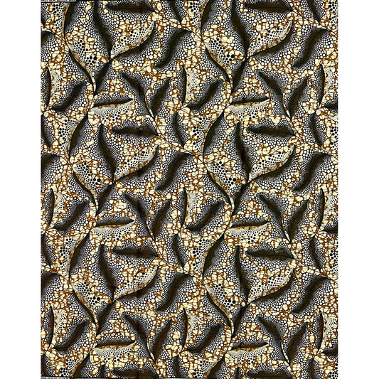 African Print Fabric/ Ankara - Brown, Navy "Kora Gather", 1 Yard