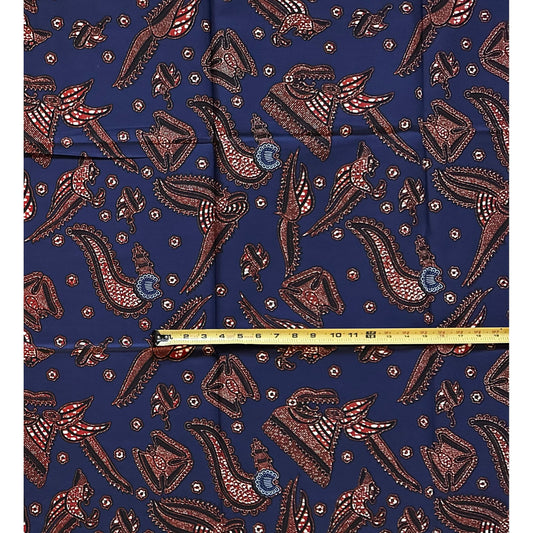 African Print Fabric/Ankara - Blue, Brown 'Fancy & Formidable' Design, 1 YARD