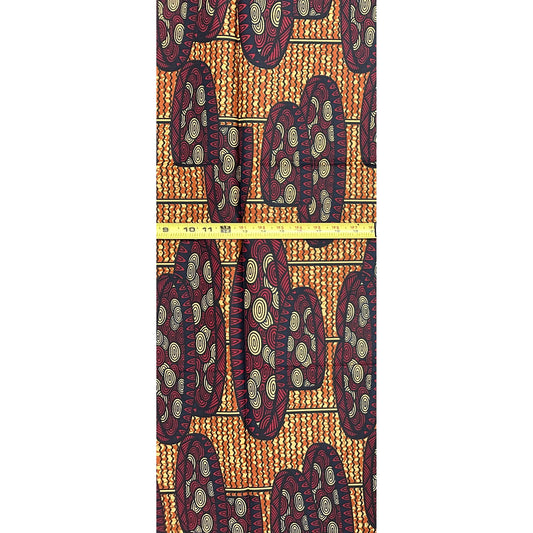 African Print Fabric/ Ankara - Red, Brown ‘Anambra Vibration', 1 Yard