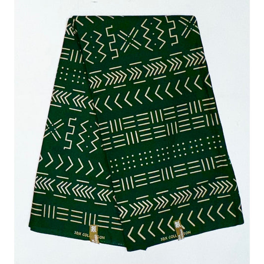 African Print Fabric/ Ankara - Green, Cream 'Taye Legacy' Design, YARD or WHOLESALE