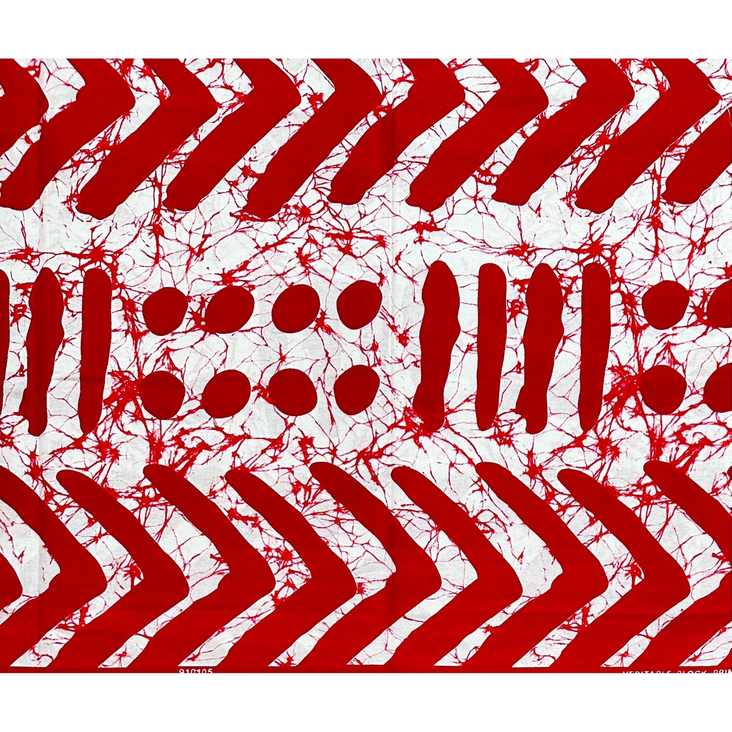 African Print Fabric/ Ankara - White, Red 'Zulu Mark', YARD or WHOLESALE