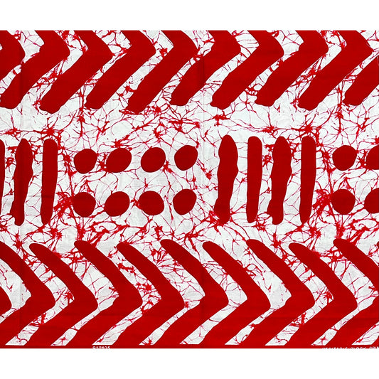 African Print Fabric/ Ankara - White, Red 'Zulu Mark', YARD or WHOLESALE