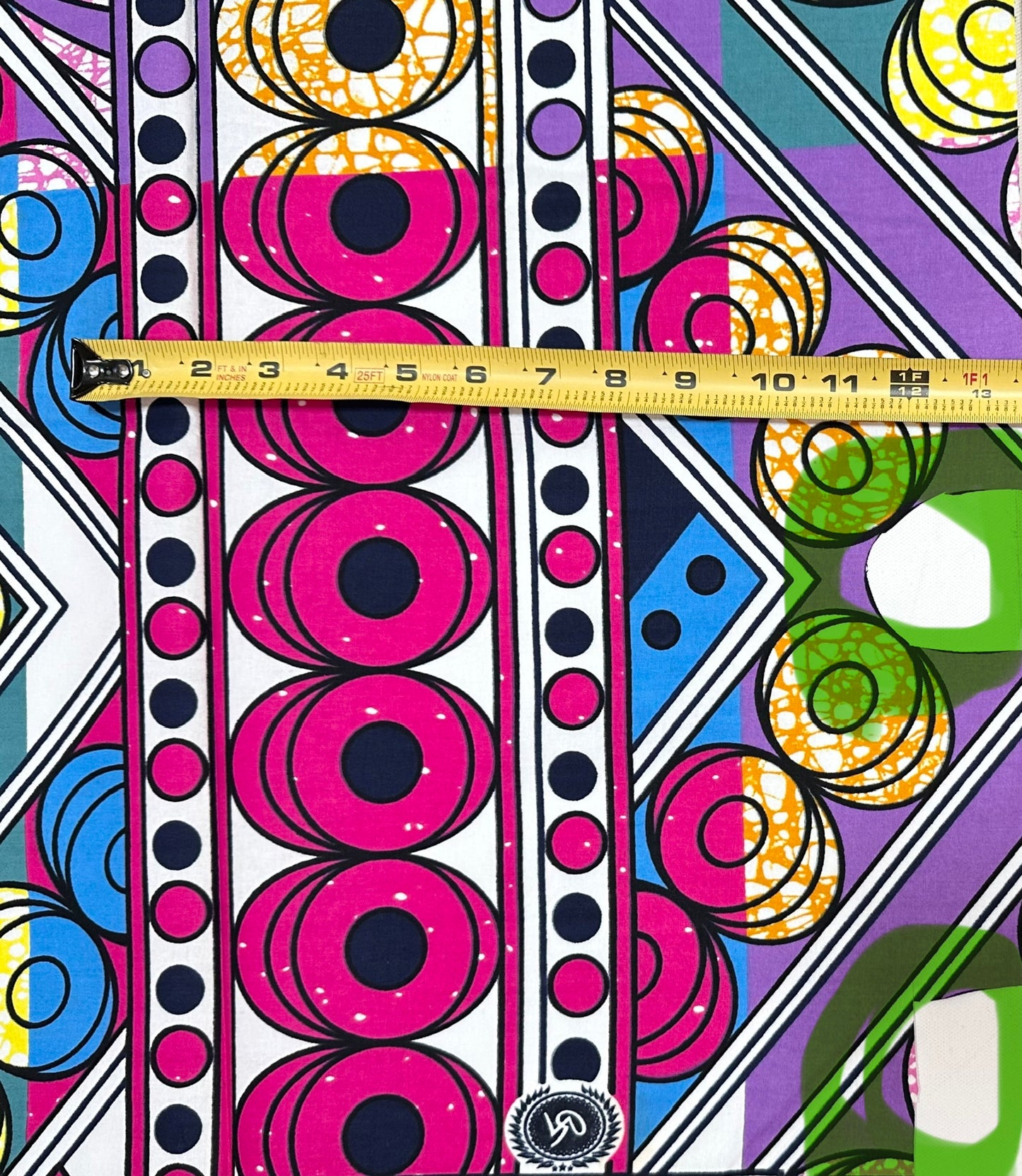 African Print Fabric/ Ankara - Multicolored "Front Row Reserved" Design, 1 Yard **Slightly Flawed**
