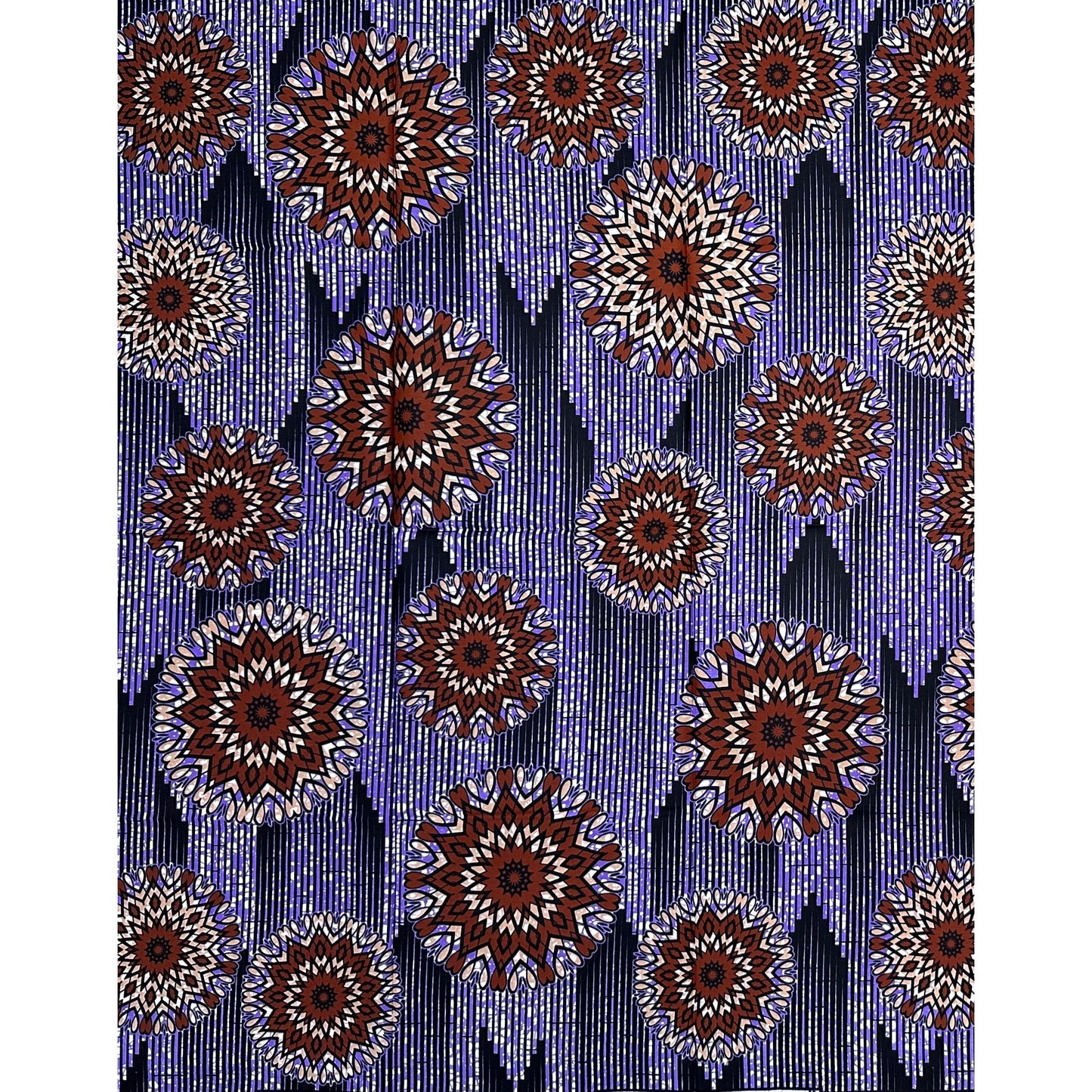 African Print Fabric/ Ankara - Purple, Brown "Beyond the Horizon", 1 Yard