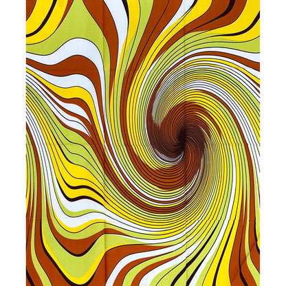 African Print Fabric/ Ankara - Brown, Green, Yellow 'Bami Cyclone' Design