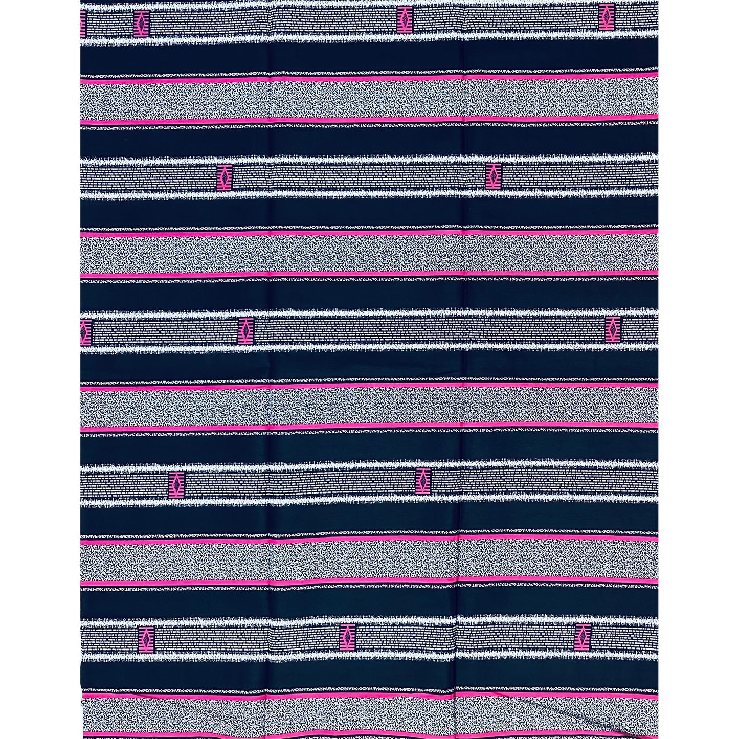 African Print Fabric/ Ankara - Black, White, Pink 'Soft Static' Design, YARD or WHOLESALE