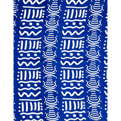 African Print Fabric/ Ankara - Blue, White 'Nuru Script', Per Yard or Wholesale